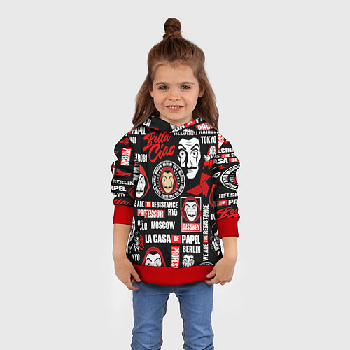 Детская толстовка БУМАЖНЫЙ ДОМ ЛОГОБОМБИНГ LA CASA DE PAPEL / 3D-Красный – фото 4