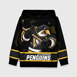 Толстовка-худи детская Питтсбург Пингвинз, Pittsburgh Penguins, цвет: 3D-черный
