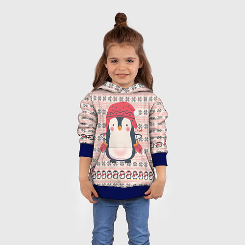 Детская толстовка Милый пингвин в шапочке и варежках / 3D-Синий – фото 4