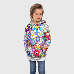 Толстовка-худи детская Цветы Takashi Murakami, цвет: 3D-белый — фото 2