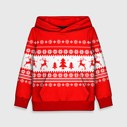 Детская толстовка КРАСНО-БЕЛЫЙ СВИТЕР С ОЛЕНЯМИ