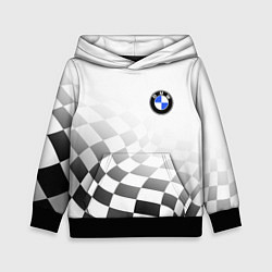Толстовка-худи детская BMW, БМВ СПОРТ, ФИНИШНЫЙ ФЛАГ, цвет: 3D-черный