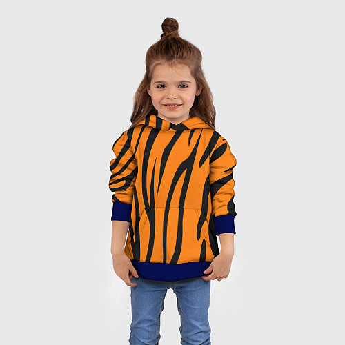 Детская толстовка Текстура тиграtiger / 3D-Синий – фото 4