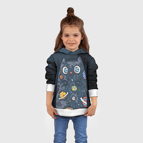 Детская толстовка Космический кот в планетах / 3D-Белый – фото 4