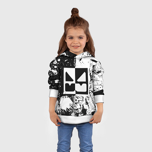 Детская толстовка GEOMETRY DASH BLACK & WHITE SMILE / 3D-Белый – фото 4