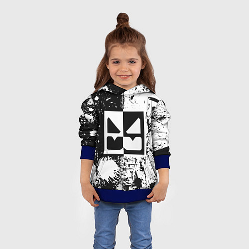 Детская толстовка GEOMETRY DASH BLACK & WHITE SMILE / 3D-Синий – фото 4