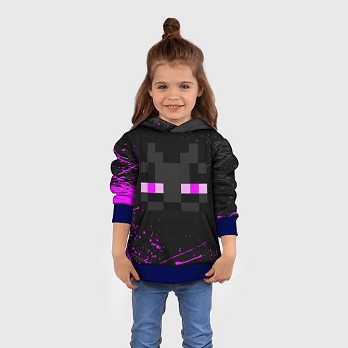 Детская толстовка MINECRAFT ЭНДЕРМЕН ЛИЦО, БРЫЗГИ КРАСОК / 3D-Синий – фото 4