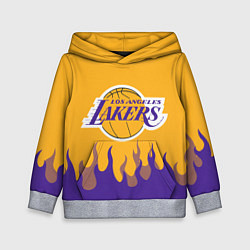 Толстовка-худи детская LA LAKERS NBA FIRE ЛЕЙКЕРС ОГОНЬ, цвет: 3D-меланж