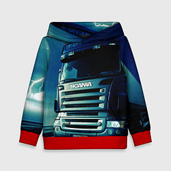 Толстовка-худи детская SCANIA Дальнобой 2022, цвет: 3D-красный