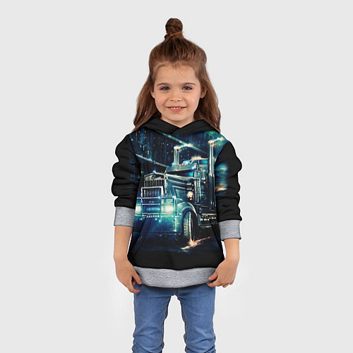 Детская толстовка Американский Грузовик Дальнобой 2022 / 3D-Меланж – фото 4