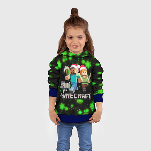 Детская толстовка НОВОГОДНИЙ MINECRAFT ГЕРОИ ИГРЫ / 3D-Синий – фото 4