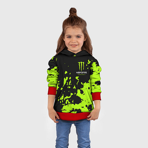 Детская толстовка Monster Energy green / 3D-Красный – фото 4