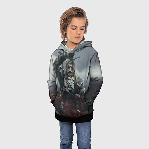 Детская толстовка ВЕДЬМАК СЕРИАЛ ДИКАЯ ОХОТА / 3D-Черный – фото 3