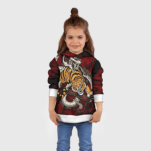 Детская толстовка Тигр со Змеёй 2022 / 3D-Белый – фото 4
