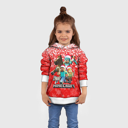 Детская толстовка НОВОГОДНИЙ МАЙНКРАФТ, НОВЫЙ ГОД 2022, / 3D-Белый – фото 4