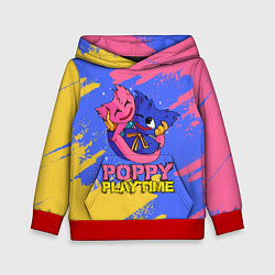 Толстовка-худи детская Huggy Wuggy and Kissy Missy Poppy Playtime, цвет: 3D-красный