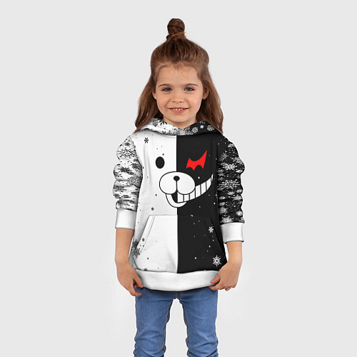 Детская толстовка НОВОГОДНИЙ МОНОКУМА ЧЁРНО БЕЛЫЙ НОВЫЙ ГОД 2022 / 3D-Белый – фото 4