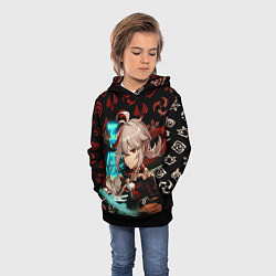 Толстовка-худи детская КАДЗУХА ГЕРОЙ ГЕНШИН ИМПАКТ GENSHIN IMPACT, цвет: 3D-черный — фото 2