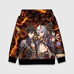 Толстовка-худи детская ЧЖУН ЛИ И ИТТО АРАТАКИ ГЕНШИН ИМПАКТ GENSHIN IMPAC, цвет: 3D-черный