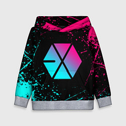 Детская толстовка EXO BAND NEON LOGO НЕОНОВЫЕ БРЫЗГИ КРАСОК