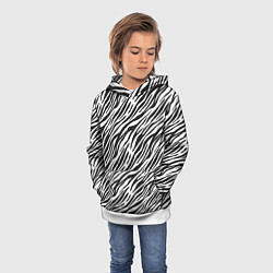 Толстовка-худи детская Чёрно-Белые полоски Зебры, цвет: 3D-белый — фото 2