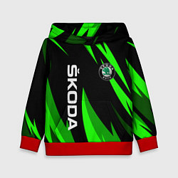 Толстовка-худи детская SKODA Логотип Узор, цвет: 3D-красный