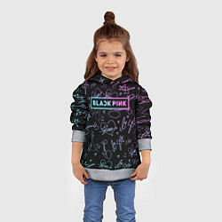 Толстовка-худи детская NEON BLACKPINK АВТОГРАФЫ, цвет: 3D-меланж — фото 2
