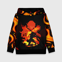 Толстовка-худи детская DILUC FIRE GENSHIN IMPACT НА СПИНЕ, цвет: 3D-черный