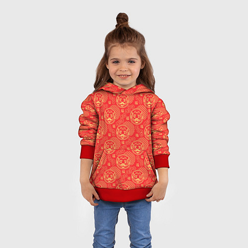 Детская толстовка Тигры с монетами счастья / 3D-Красный – фото 4