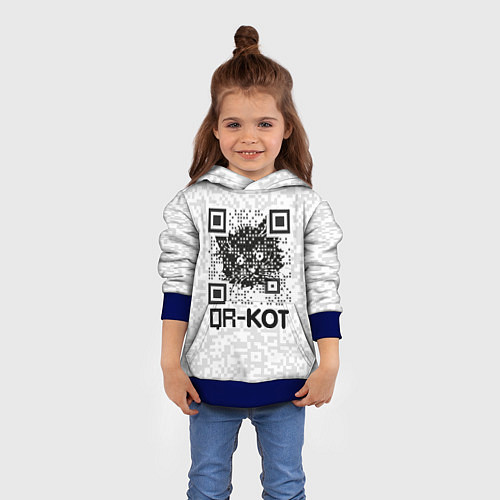 Детская толстовка QR код котик / 3D-Синий – фото 4