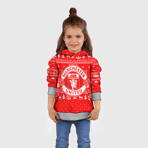 Детская толстовка FC Manchester United: Новогодний узор / 3D-Меланж – фото 4