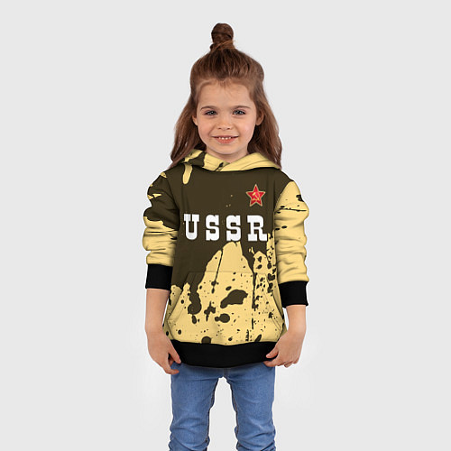 Детская толстовка USSR - СЕРП И МОЛОТ Краски / 3D-Черный – фото 4