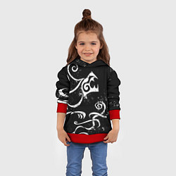 Толстовка-худи детская ТАТУИРОВКА ДРАКЕНА WHITE AND BLACK, цвет: 3D-красный — фото 2