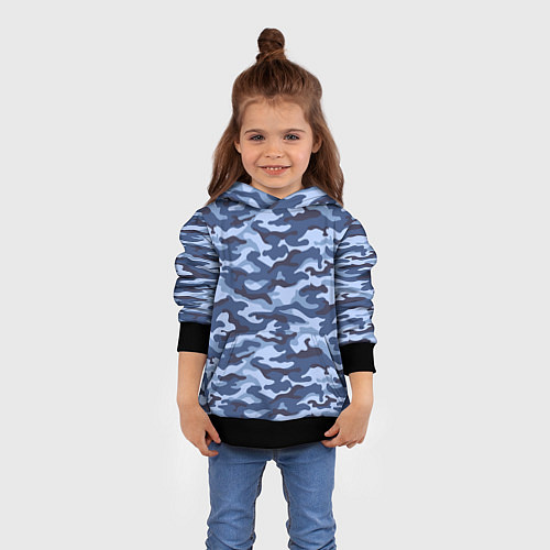 Детская толстовка Синий Камуфляж Camouflage / 3D-Черный – фото 4