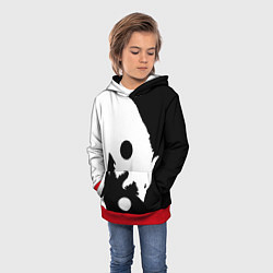 Толстовка-худи детская Волки Инь и Янь Добро и Зло, цвет: 3D-красный — фото 2