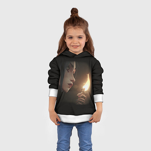 Детская толстовка Arcane - League Of Legends Jinx с огнем / 3D-Белый – фото 4