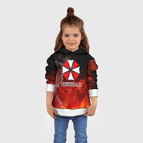 Детская толстовка Umbrella Corporation пламя / 3D-Белый – фото 4