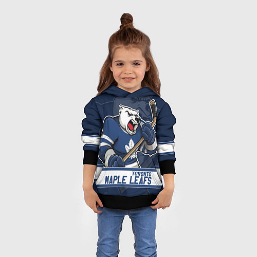 Детская толстовка Торонто Мейпл Лифс, Toronto Maple Leafs Маскот / 3D-Черный – фото 4