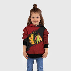 Толстовка-худи детская Chicago Blackhawks, Чикаго Блэкхокс, цвет: 3D-черный — фото 2