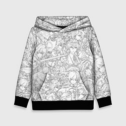 Толстовка-худи детская ПЕРСОНАЖИ МАНГА ГЕНШИН ИМПАКТ, цвет: 3D-черный