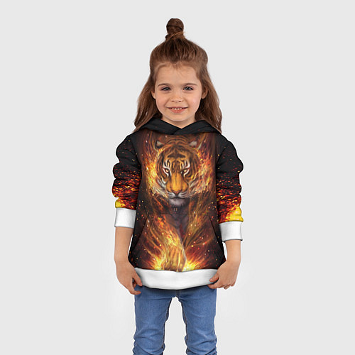 Детская толстовка Огненный тигр Сила огня / 3D-Белый – фото 4
