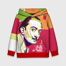 Толстовка-худи детская Salvador Dali - i am just not normal, цвет: 3D-красный