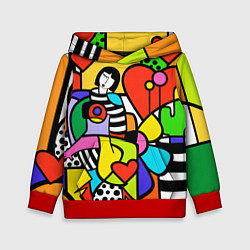 Толстовка-худи детская Romero Britto - valentines day, цвет: 3D-красный