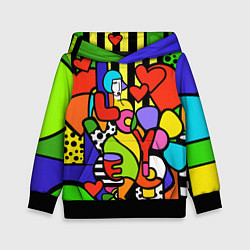 Толстовка-худи детская Romero Britto - love you, цвет: 3D-черный