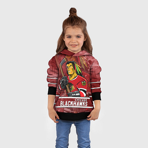 Детская толстовка Chicago Blackhawks , Чикаго Блэкхокс / 3D-Черный – фото 4