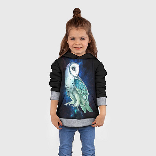 Детская толстовка Полярная сова в космосе / 3D-Меланж – фото 4
