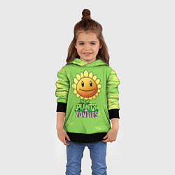 Толстовка-худи детская Подсолнух Plants vs Zombies, цвет: 3D-черный — фото 2