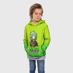 Толстовка-худи детская Plants vs Zombies зомби, цвет: 3D-меланж — фото 2