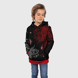 Толстовка-худи детская Китайский дракон Красно - Белый, цвет: 3D-красный — фото 2