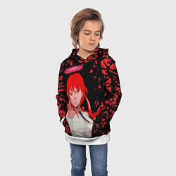 Толстовка-худи детская Макима Стреляет BANG Человек бензопила, цвет: 3D-белый — фото 2